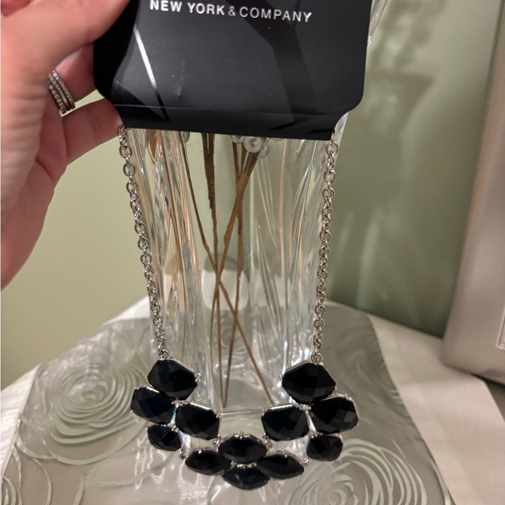 New York & Company Black And Silver Statement Necklace